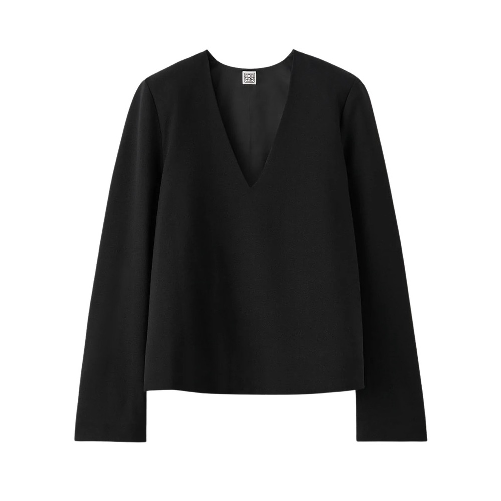 Totême Structured wool crepe top, Black NWT 38 10 M